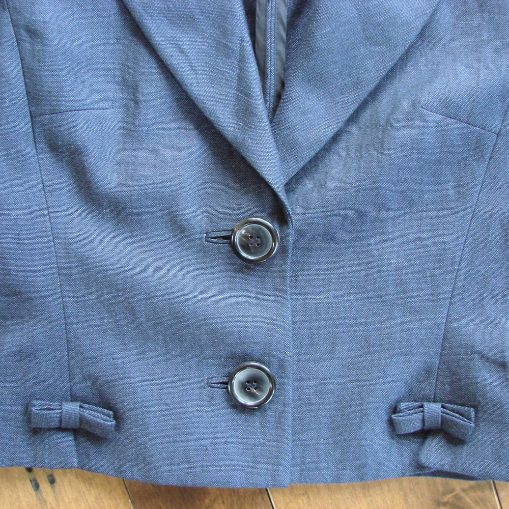 Women's Navy Cropped Blazer Jacket - Picture 3 of 8